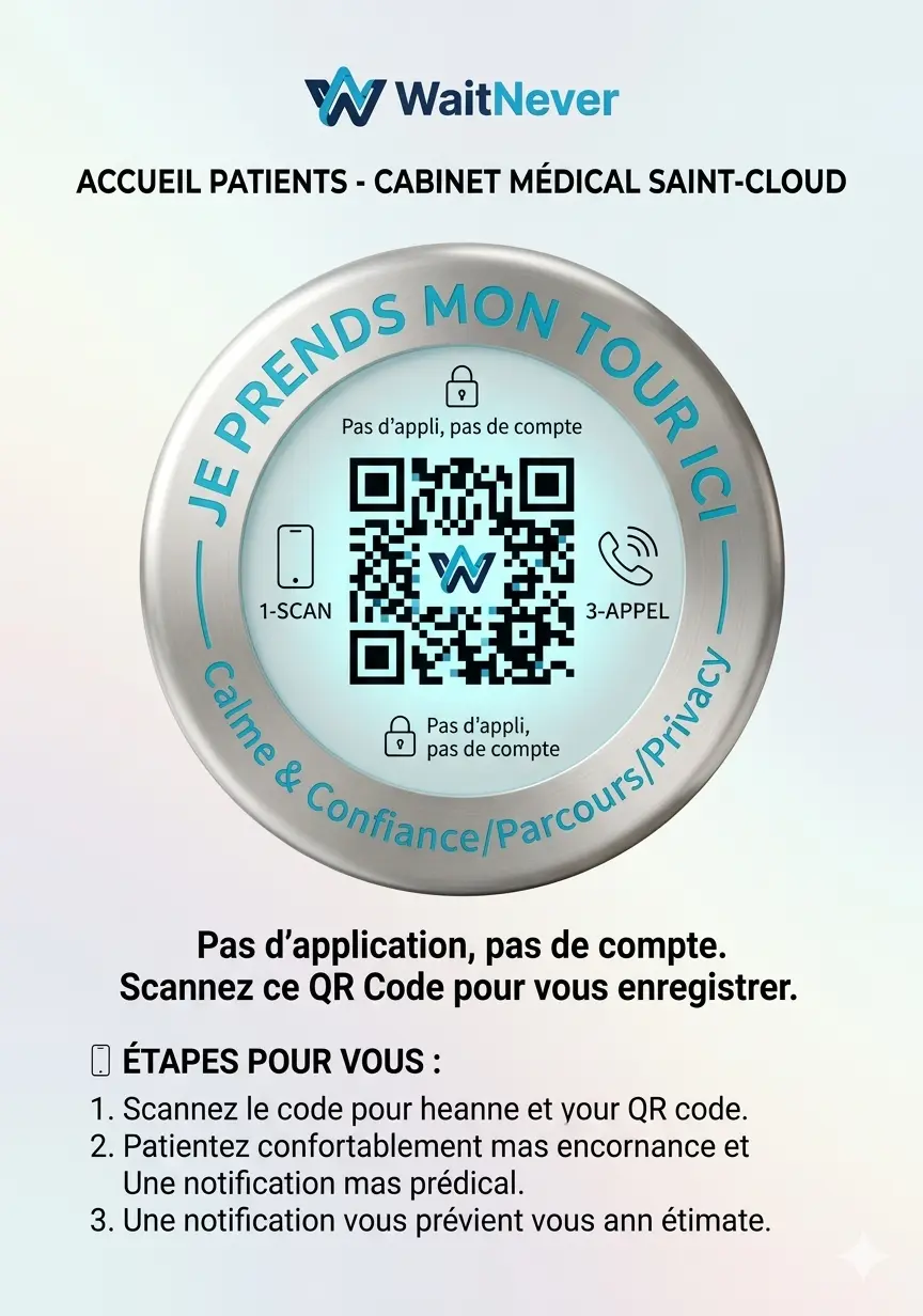 Sticker WaitNever pour Cabinets Médicaux